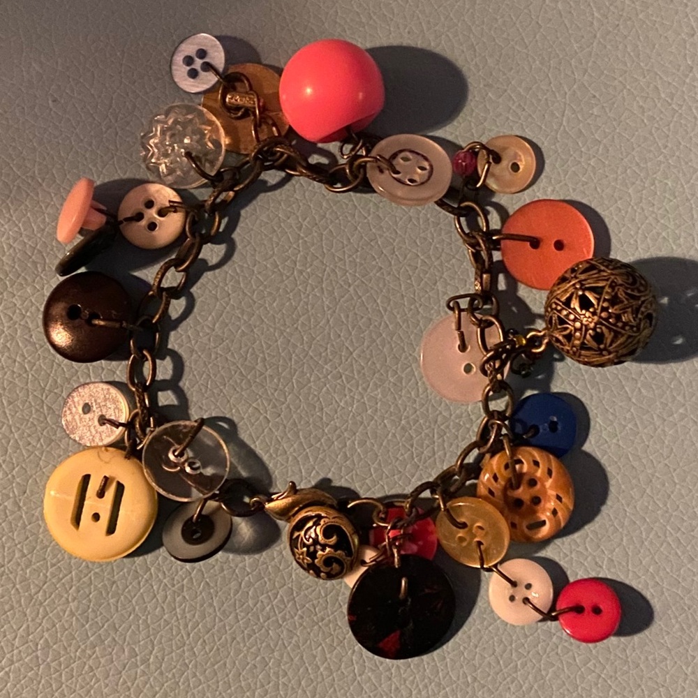 Vintage button charm bracelet